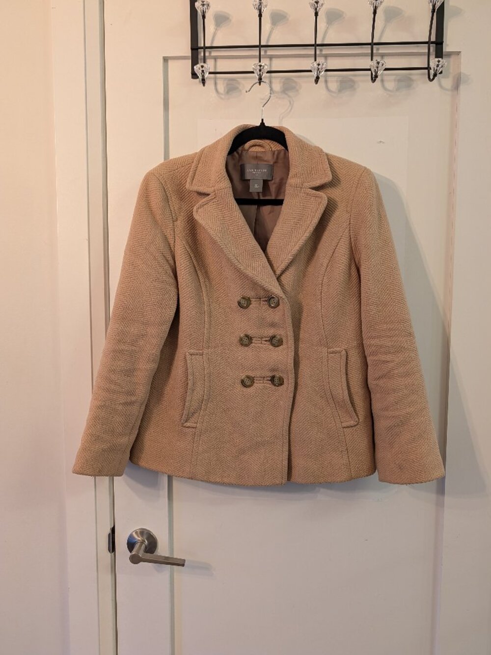Ann Taylor Petites Wool Double Breasted Peacoat LP